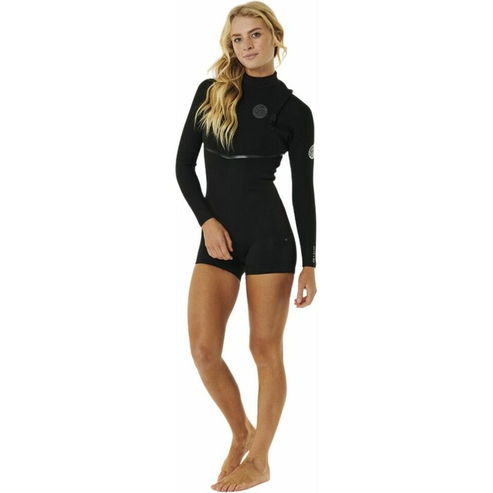 2024 Rip Curl Womens E-Bomb 2mm Long Sleeve Zip Free Spring Wetsuit 138WSP - Black
